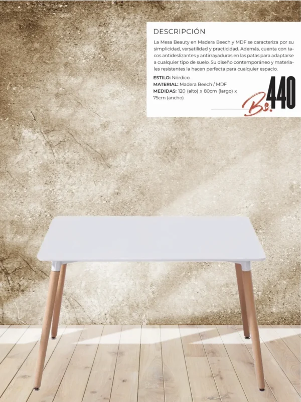 Mesa de comedor rectangular tapa MDF